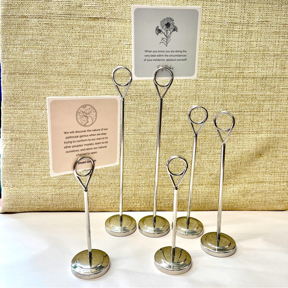 Set of 6 Chrome Photo Card Holder Stands